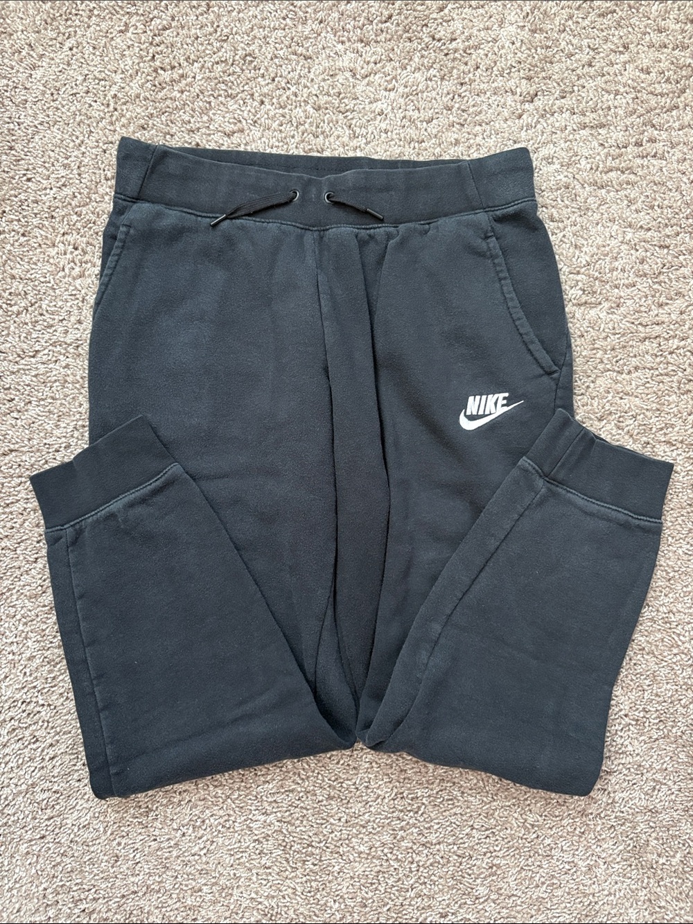 Nike Kids Black Jogger Sweatpants with White Swoosh